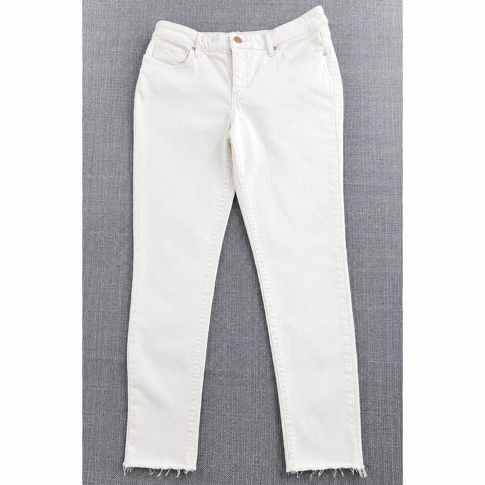 a.n.a Womens Jeans 10 Cream Mid-Rise Ankle Raw Hem